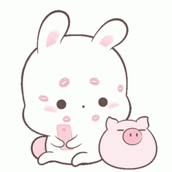 Love Cute Pig Kissing Molang Sticker