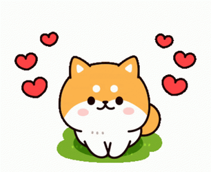 Love Dog With Little Red Hearts GIF