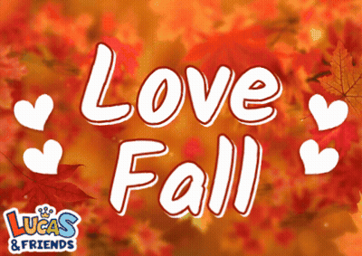 Love Fall Sign With Hearts And Leaves GIF