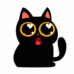 Love Heart Black Cat  GIF