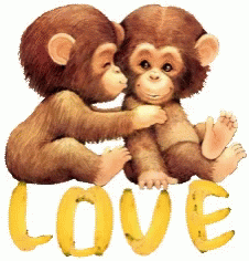 Love Monkey Kissing On Cheek GIF