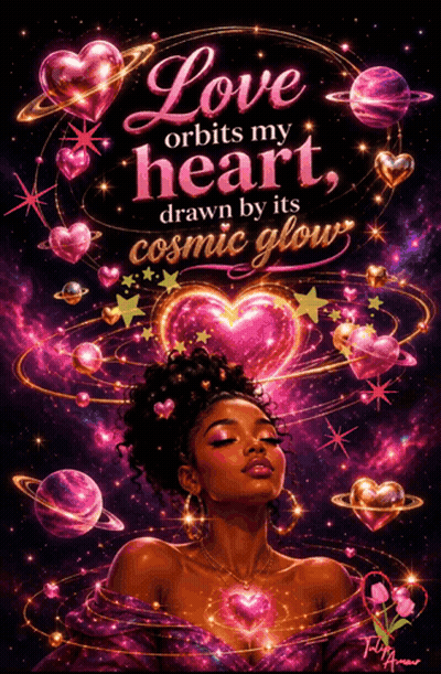 Love Orbits My Heart Poster With Cosmic Glow GIF