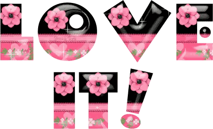 Love Word With Pink Flowers Sticker