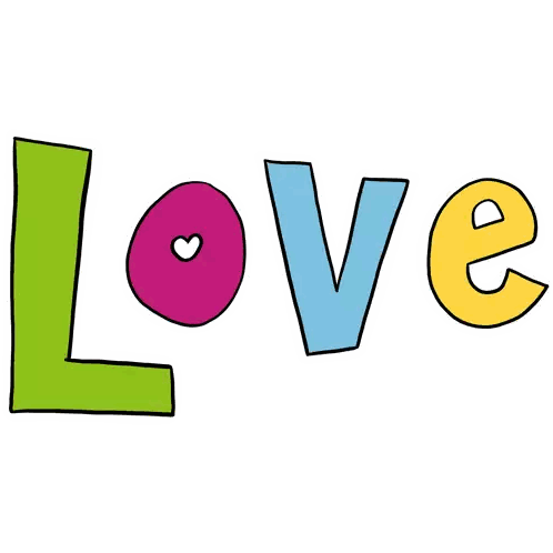 Love Written In Colorful Letters With Heart Sticker
