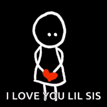 Love You Lil Sister Line Hearts GIF