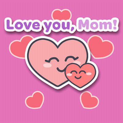 Love You Mom Pink Heart Background GIF