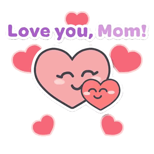 Love You Mom Sticker With Hearts Sticker