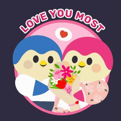 Love You Most Sticker With Birds GIF