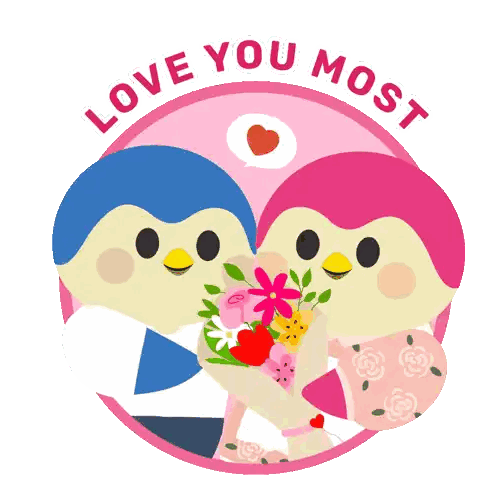 Love You Most Sticker With Birds Sticker