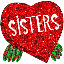 Love You Sister Sparkling Red Heart GIF