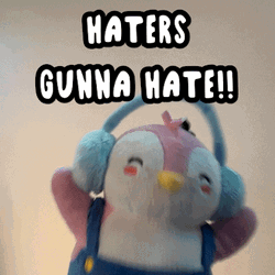Lovely Penguin Headphones Haters Gonna Hate GIF