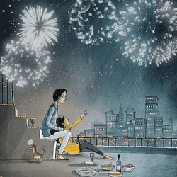 Lover Couple Fireworks City Night Lights GIF
