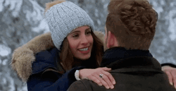Loving Couple Kiss In Snow Lovely Moment  GIF