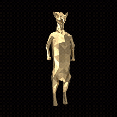 Low Poly Cat Statue Standing GIF