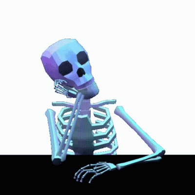 Low Poly Skeleton With Purple Head Sitting GIF
