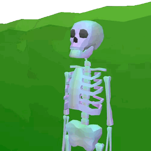 Low Poly Skeleton With Purple Skull Sticker