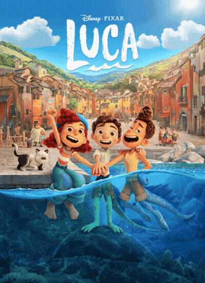 Luca Cartoon Characters In Water GIF