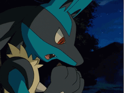 Lucario Eating At Night Happy