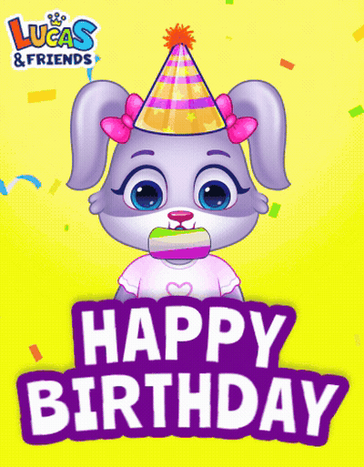 Lucas And Friends Birthday Card With Bunny GIF