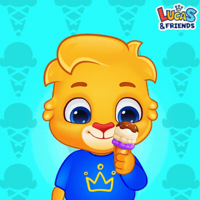 Lucas And Friends Cartoon Eating Ice Cream Cone GIF