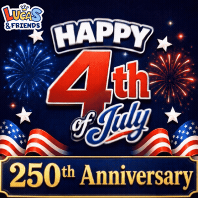 Lucas And Friends Celebrate Their 250Th Anniversary With Fireworks GIF