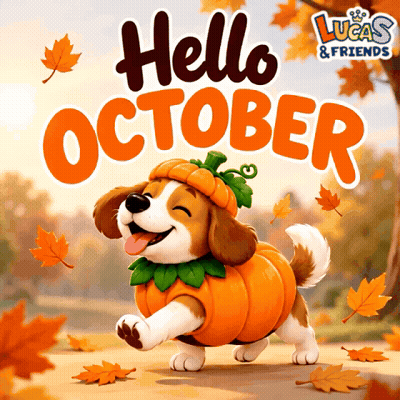 Lucas And Friends Dog Dressed As Pumpkin GIF
