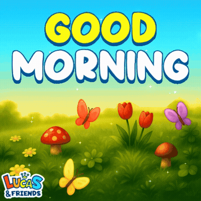 Lucas And Friends Greeting Card With Butterflies And Flowers GIF