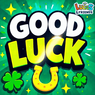 Lucas And Friends Greeting Card With Horseshoe And Shamrocks GIF