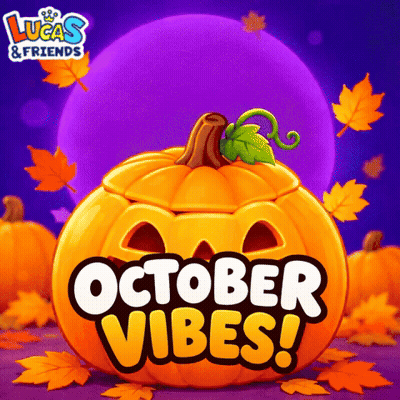 Lucas And Friends October Vibes Poster With Pumpkin GIF