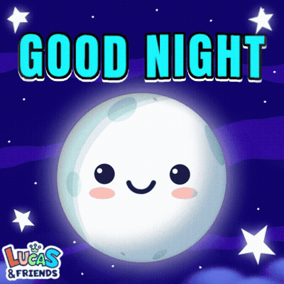 Lucas And Friends Poster With Smiling Moon And Stars GIF