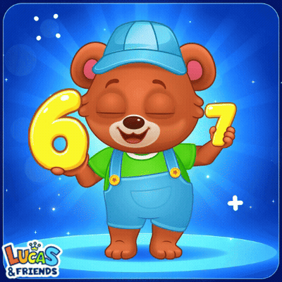 Lucas And Friends Teddy Bear Holding 6 And 7 GIF