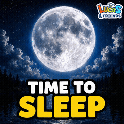 Lucas And Friends Time To Sleep Poster With Full Moon GIF