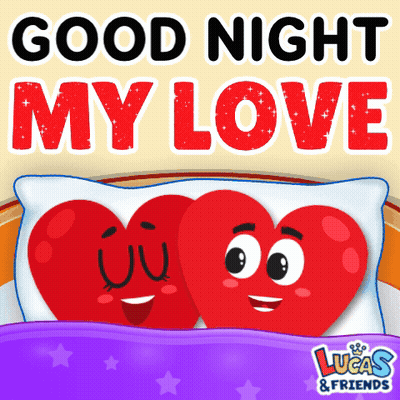 Lucas And Friends Two Hearts On Bed Card GIF