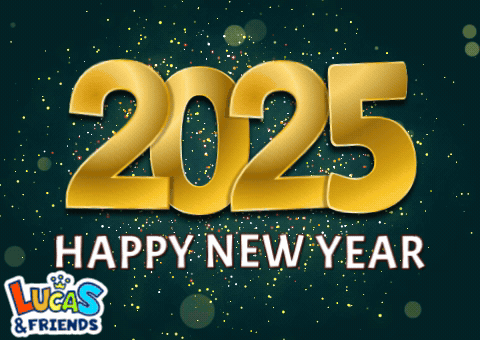 Lucas And Friends Wishes You A Happy New Year In Gold GIF