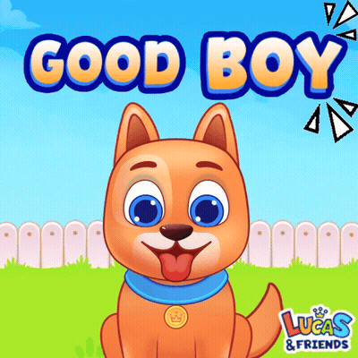 Lucas And Friends With Dog GIF