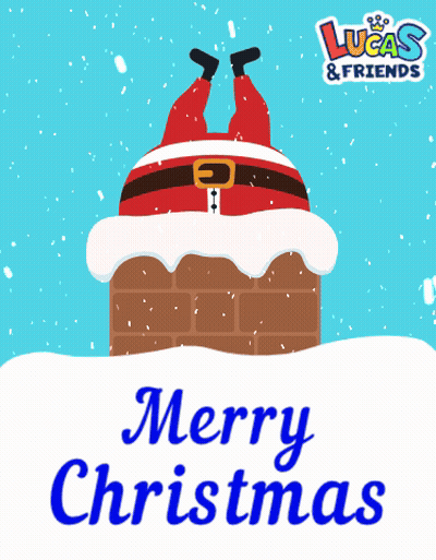 Lucas & Friends Christmas Santa On Chimney GIF