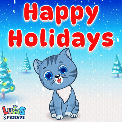 Lucas & Friends Greeting Card With Cat GIF