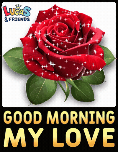 Lucas & Friends Greeting Card With Red Rose Saying Good Morning My Love GIF