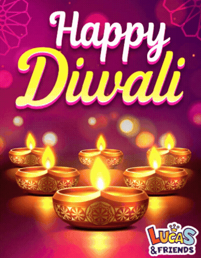 Lucas & Friends Happy Diwali Purple Background GIF