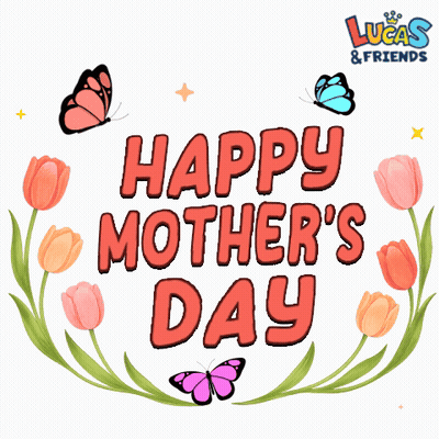 Lucas & Friends Mother's Day Sticker With Flowers And Butterflies GIF
