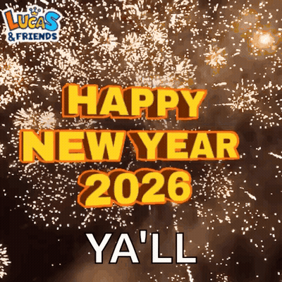 Lucas & Friends New Year Fireworks Greeting GIF