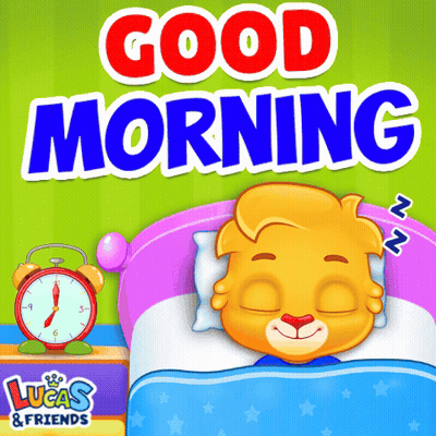 Lucas & Friends Sleeping Bear With Alarm Clock GIF
