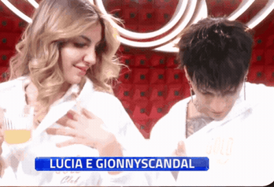 Lucia E Gionnyscandal Written On Blue Banner GIF