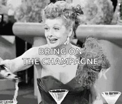 Lucille Ball Excited Happy Birthday Champagne Drink GIF