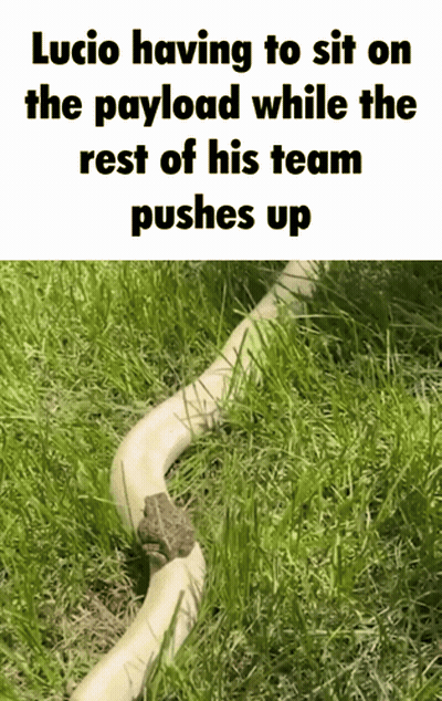 Lucio Sitting On Payload As Team Pushes GIF