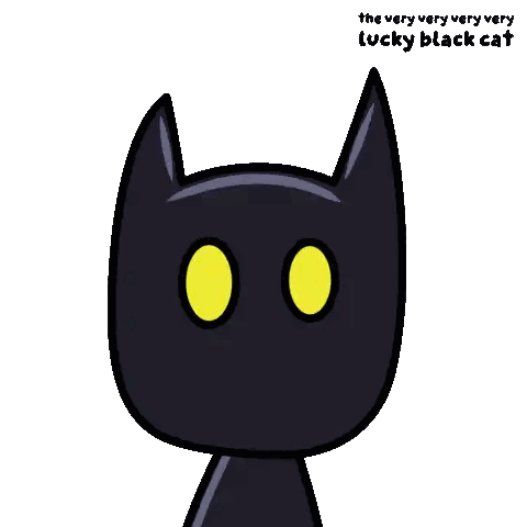 Lucky Black Cat Holding Purple Scarf Sticker