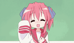 Lucky Star Kobayakawa Yutaka Shy Smile Wave GIF