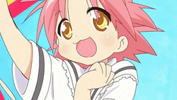 Lucky Star Kogami Akira Peace Sign Wink GIF