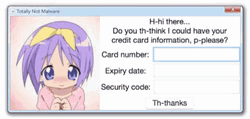 Lucky Star Tsukasa Hiiragi Credit Card Scam GIF