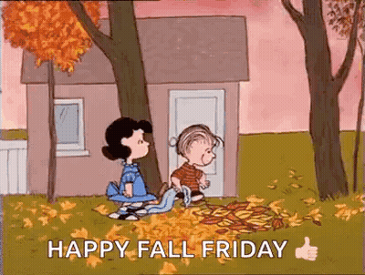 Lucy And Linus Playing With Leaves GIF